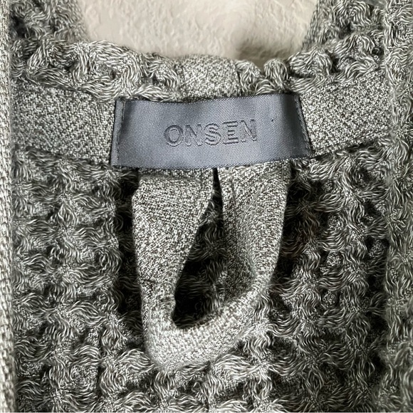 ONSEN Supima Waffle Bath Robe Hood Pockets Unisex NO BELT Cinder Gray Size S - Picture 7 of 14